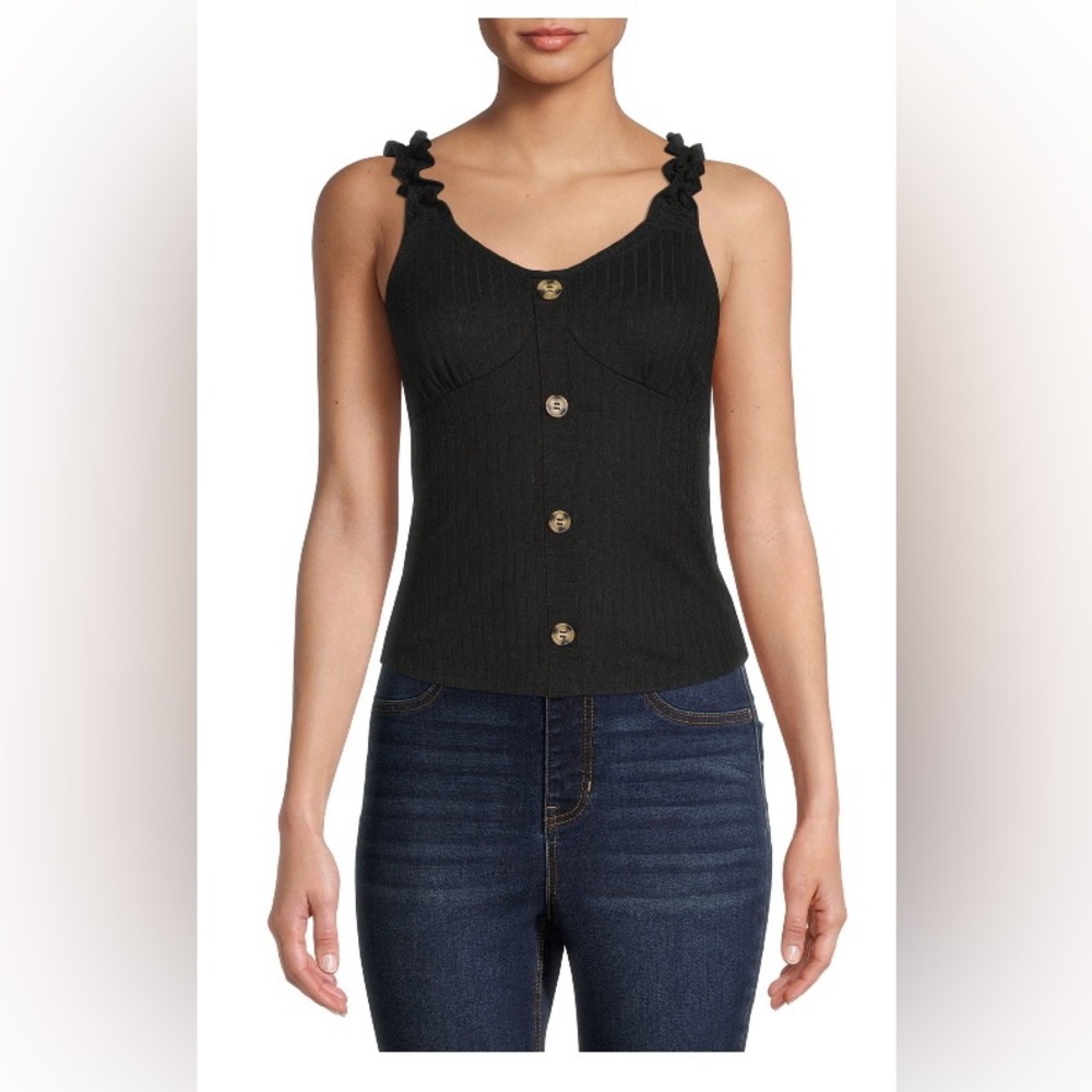 No Boundaries Rib Button Front Tank Top NEW Small